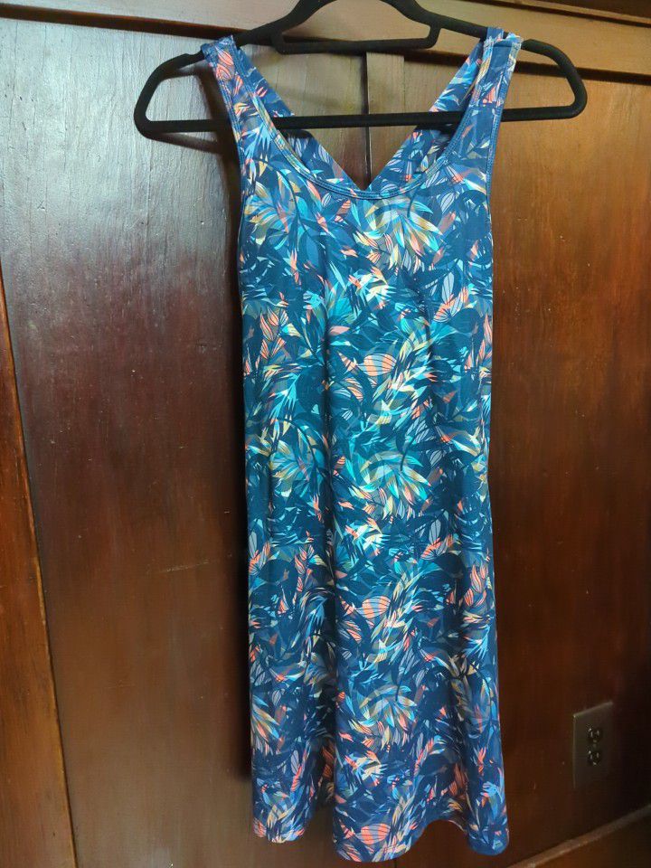 Kyodan Outdoor Leaf Print Dress, Women's Size PS, Navy
