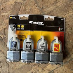 Heavy Duty Outdoor Keyed Padlock Keyed Alike (4-Pack)