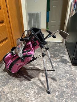 US Kids Golf UL45 stand bag with Right Handed putter and 5 iron
