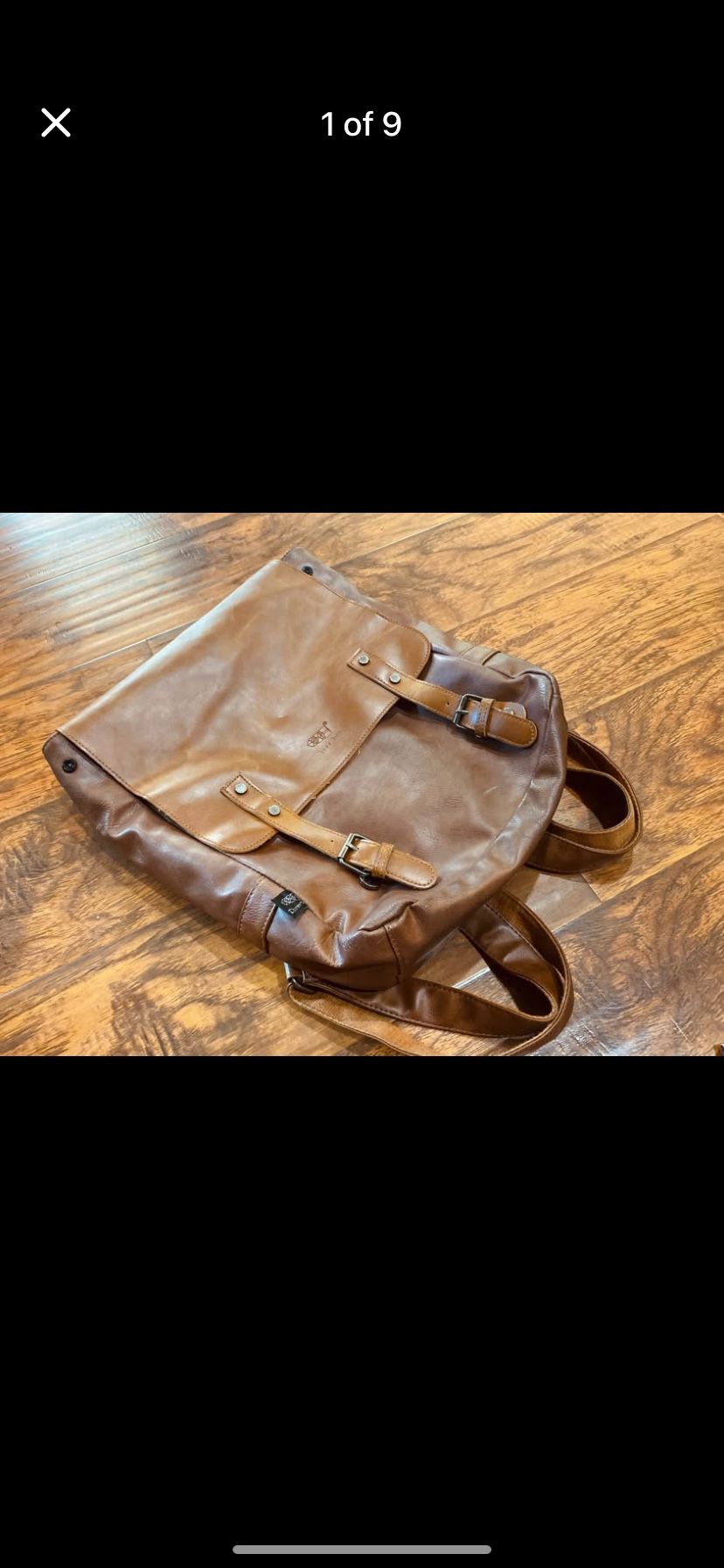 THREE BOX Vegan Leather Dual Strap Backpack