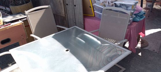 Glass Patio Table and 4 Chairs