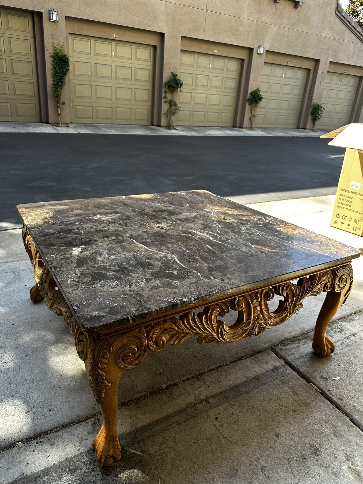 Vintage European Marble-Top Coffee Table