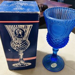 Vintage AVON Blue Goblet Ribbed George Washington Colonial
