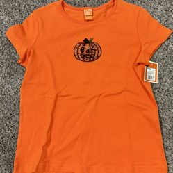 NEW Girls Halloween Sequined Jack-O-Lantern T-Shirt Size Large (10-12)