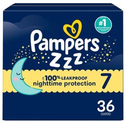 Pampers ZZZ Overnight Diapers, Size 7 (41+ Lbs), 36 Count, Nighttime Protection
