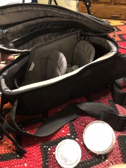 Camera waste case. Holds digital camera and 2 lenses