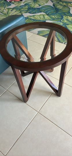 Solid cherry wood with glass end tables