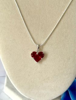 Sterling Silver Red Heart Necklace
