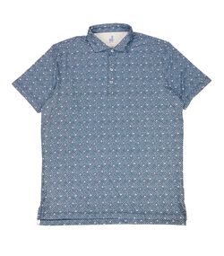 Johnnie-O Featherweight Polo Shirt Mens Large L Blue Fernando Print Lake Golf BN