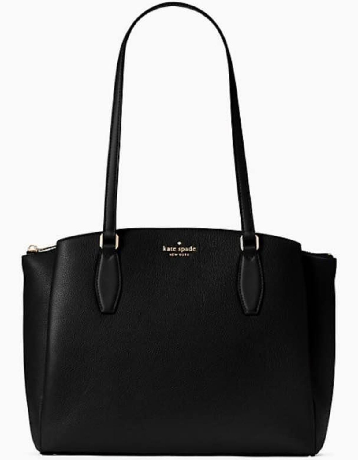 Kate Spade Monet Large Triple Compartment Tote with black pebbled leather, new with tags