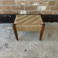 Mid Century Modern Foot Stool ~ Danish Cord 
