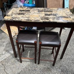 Bar Table With 2 Stools 