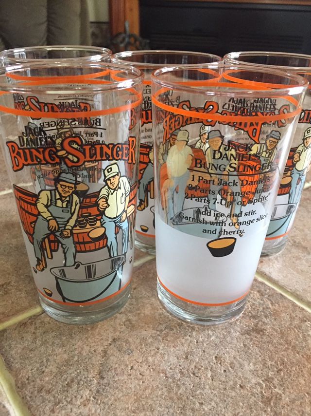Set Of 5 Jack Daniels Bung Slinger Glasses 