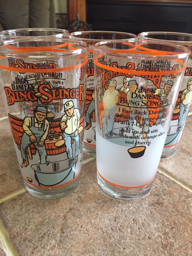 Set Of 5 Jack Daniels Bung Slinger Glasses