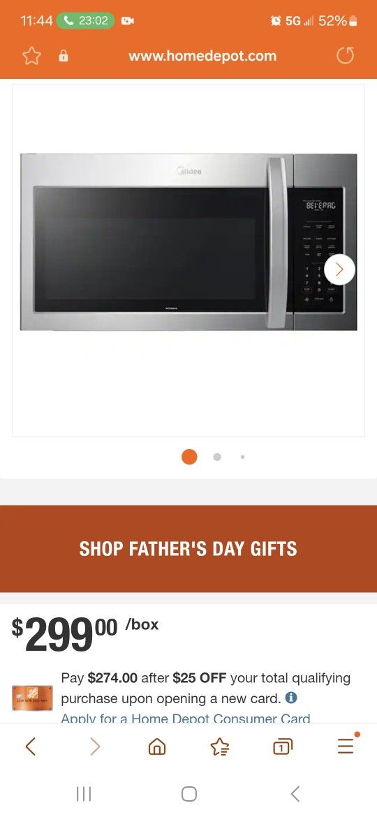 Whirpool Hood Range Microwave NEW
