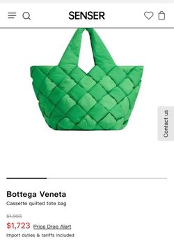Bottega Veneta Padded Cassette Green Quilt Nylon Tote Bag