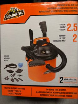 Armor All 2.5 Gallon Portable Wet & Dry Vac (2 Peak HP) – Open Box