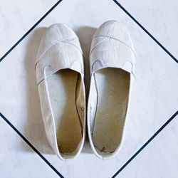White Sparkly Textile Flats