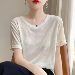 Ladies' summer short-sleeved silk blouse