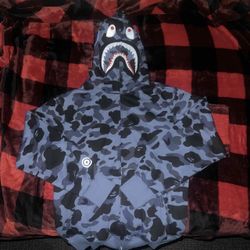 BAPE Camo Shark Full zip Blue Sz L