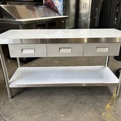 New 60x20 All Stainless Steel Table With 3 Drawers  Work Top Food Prep Commercial Kitchen Restaurant Medical 