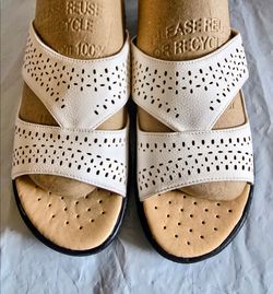 White Perforated Slide Sandals new size 9