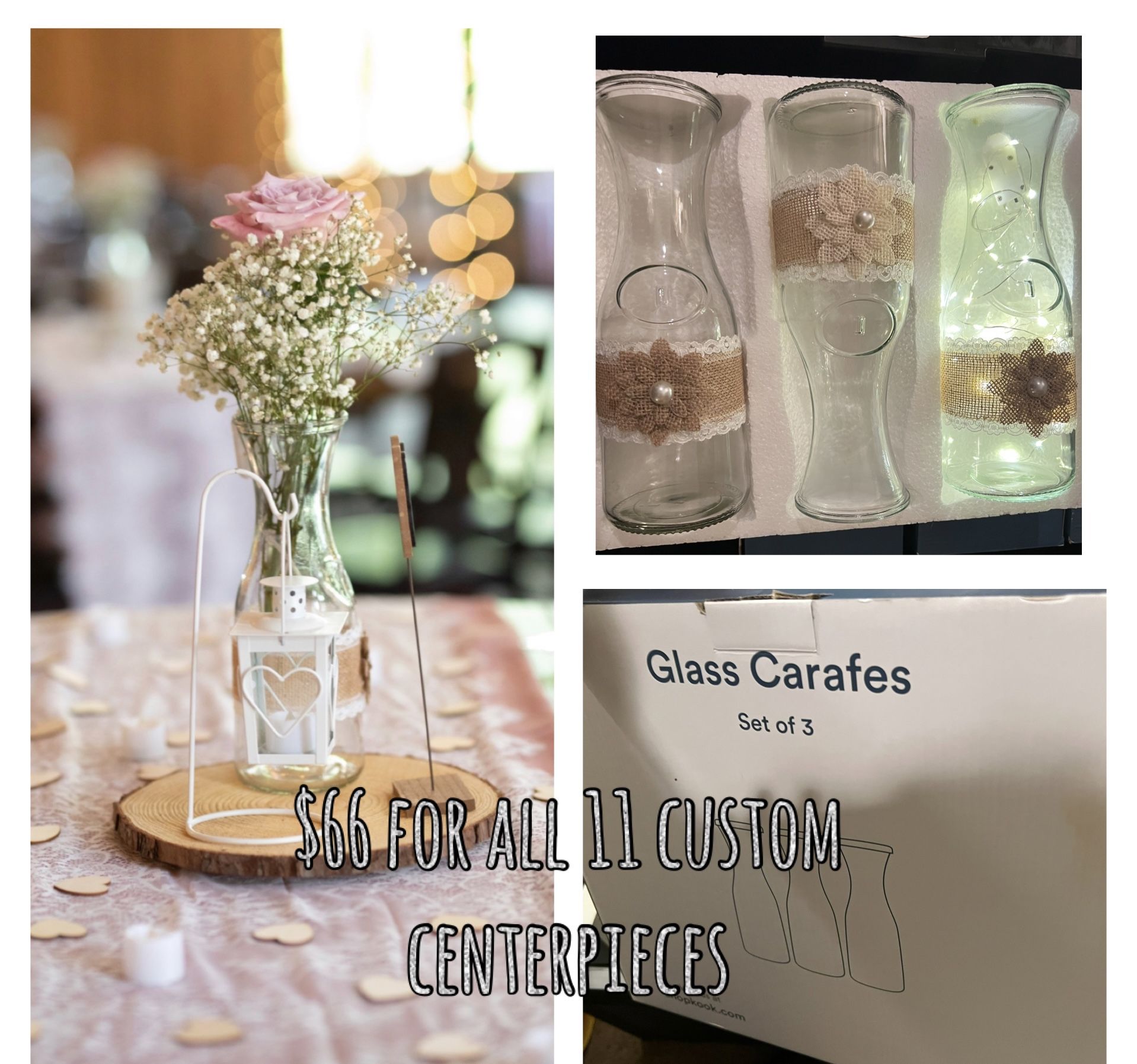 Custom Rustic Burlap Vases