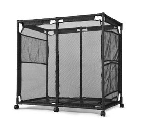 Mesh Pool Storage Bin Rolling Cart Organizer 35x33x22 in Black - Thanksgiving Sale