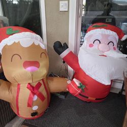 Inflatable Santa Claus And Gingerbread Man