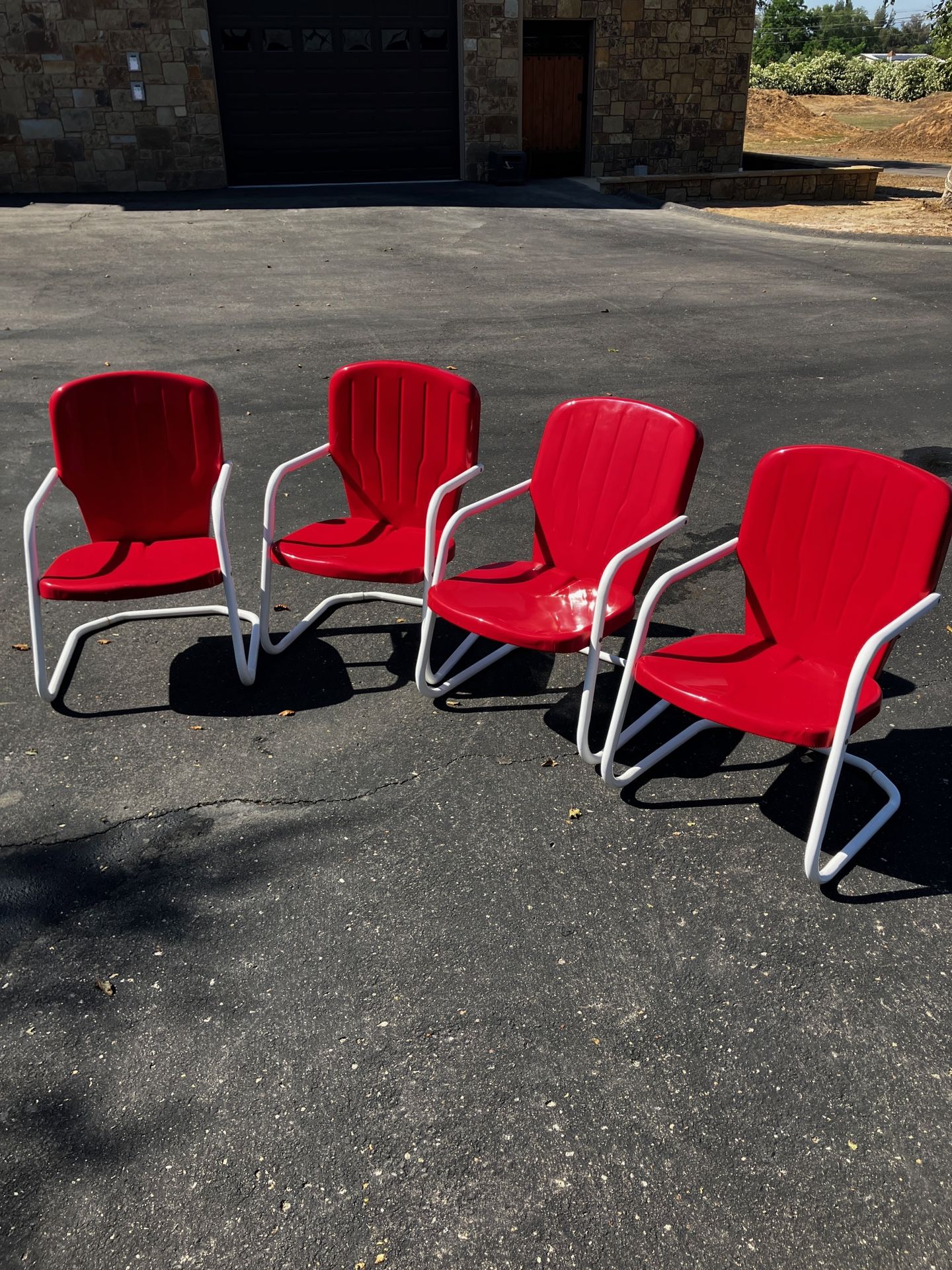 REAL ANTIQUE VINTAGE METAL PATIO CHAIRS Set Of Four