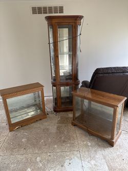 (2) Smaller Curio Cabinets  Ready To Go