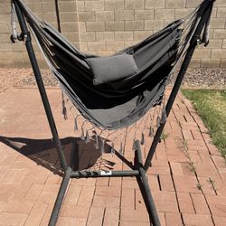 Grey hammock chair with stand