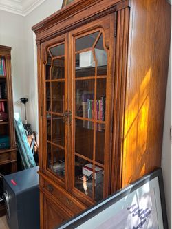 One Vintage Oak Wood Book Case