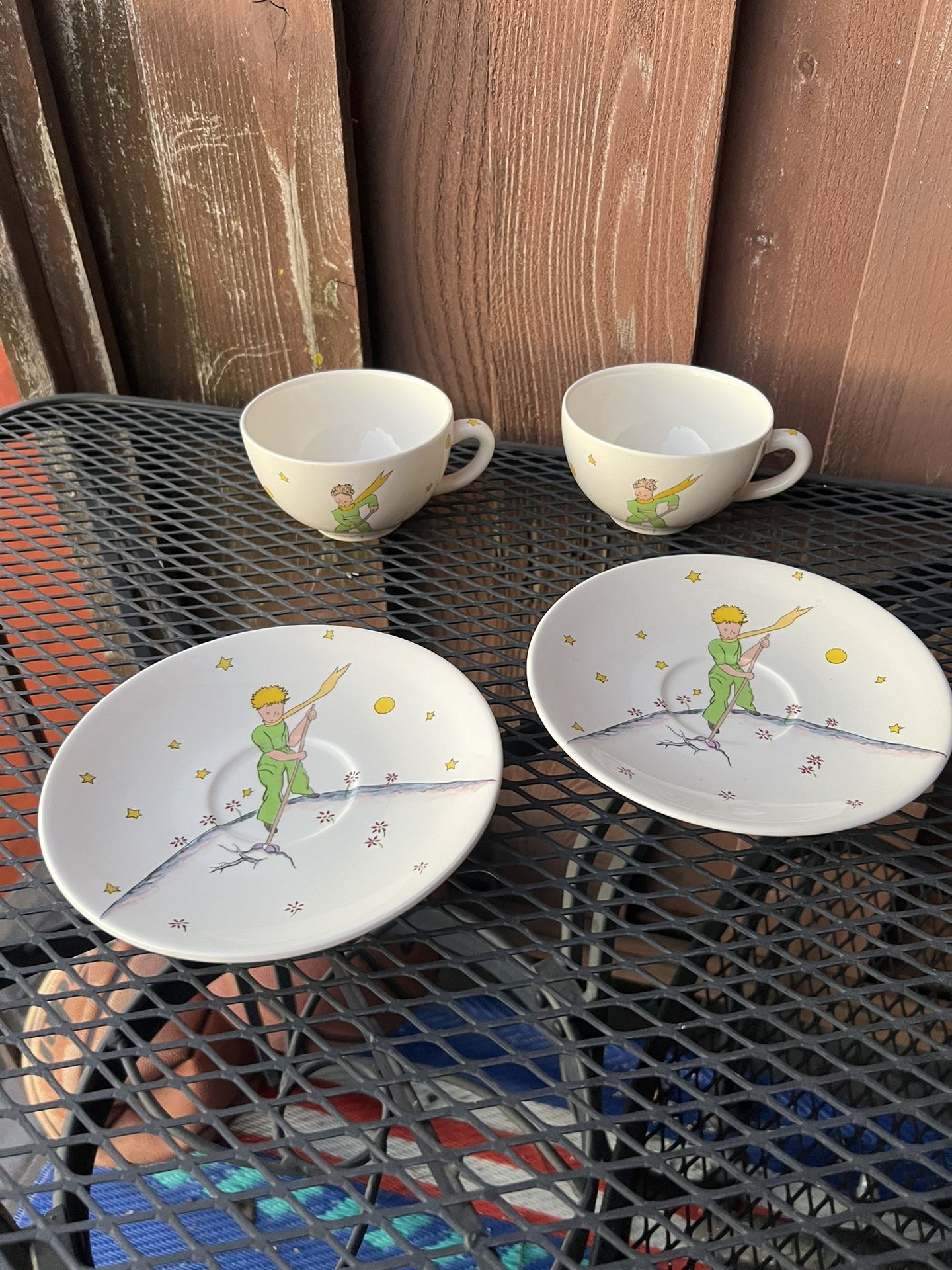Le Petit Prince by FAIENCERIE DE GIEN Two Breakfast Cup & Saucer Sets 