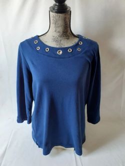 Quacker Factory women's Navy long sleeve top size S