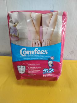 Comfees Premium Training Pants (Girls, Size 4T-5T, 38+ lbs, 19 count