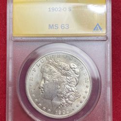 Sharp 119 Yr Old 1902-O Morgan Silver Dollar ANACS MS63!!