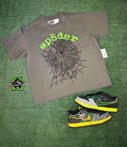 Sp5der Grey/Neon Green Tshirt Sizes Medium & Large