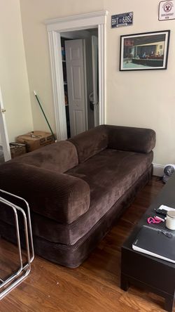 Brown Corduroy Two-Seat Sofa
