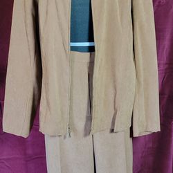 Vintage Suede Style 2 Piece Women's Notations Business Casual Outfit Sz Lg