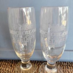 2 - Michelob Specialty Ales & Lagers Beer 12 oz Etched Logo Stem Foot Pilsner Glasses