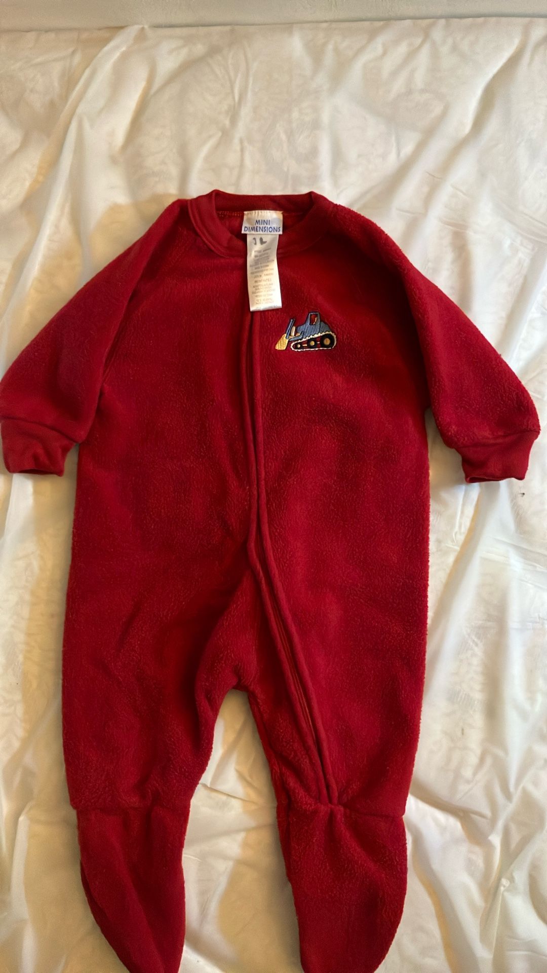 Size 3-6 Month, Red Fleece Baby Footed Pj Pajamas