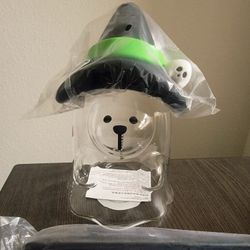 Starbucks Korea Wicked Ghost Bearista Bear Glass Cup NWT