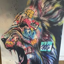 Lion Graffiti Picture Very Large 