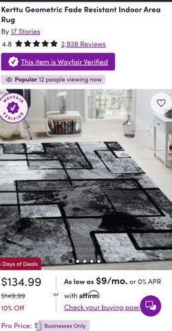 6x9 black, gray, white area rug