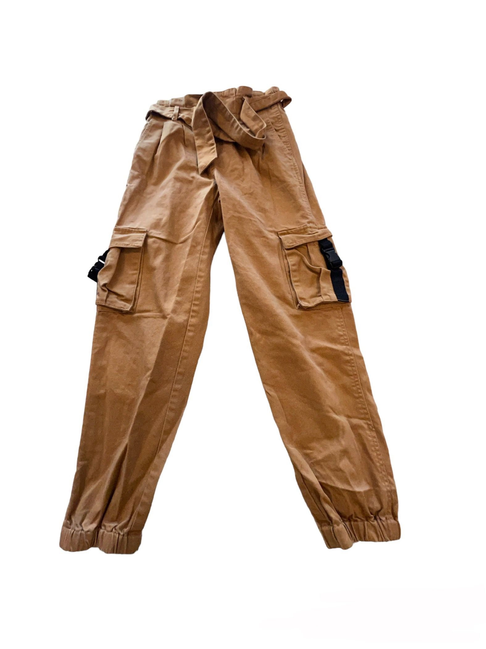 (XS) Brown Adjustable Cargo Pants 
