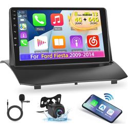 8 Core Car Radio for Ford Fiesta 2009 2010-2014 with Wireless Carplay & Android Auto - Android 13 4+64G - 9 Inch Touchscreen Radio with WiFi & 32EQ DS