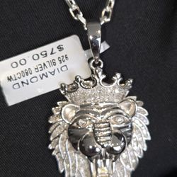 Diamond Lion Head 925 Silver
