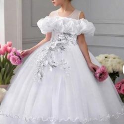 10Y - Tween Girls Sequin & Faux Pearl Applique Tulle Puff Party Princess Dress, Suitable For Birthday Celebration, Prom, 