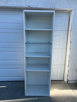 Tall White Bookcase with 5 Shelves